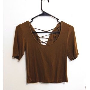 Olive green top with lace In the back